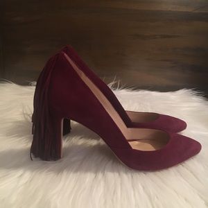 Loeffler Randall suede fringe heels